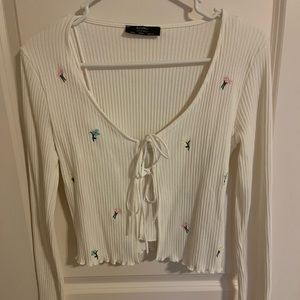 White embroidered tank and sweater set